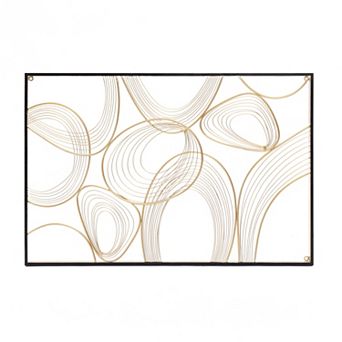 LuxenHome Gold And Black Metal Abstract Rectangular Wall Decor