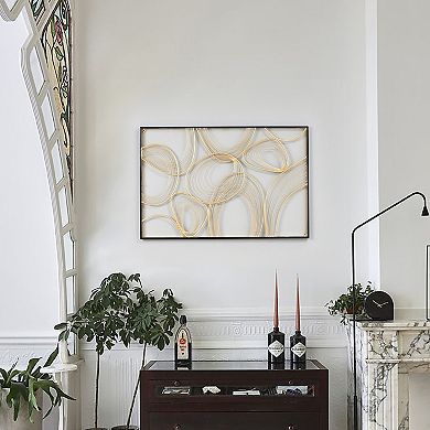 LuxenHome Gold And Black Metal Abstract Rectangular Wall Decor