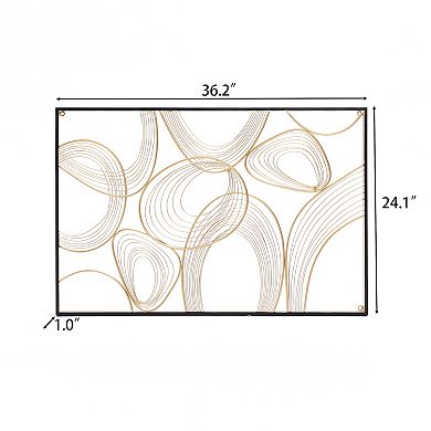 LuxenHome Gold And Black Metal Abstract Rectangular Wall Decor