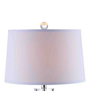 27 Inch Table Lamp With Glass Stand, Empire Shade, Metal, Clear Finish
