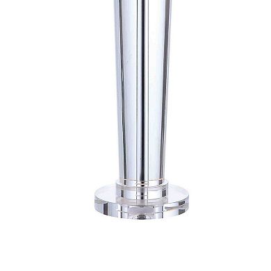 27 Inch Table Lamp With Glass Stand, Empire Shade, Metal, Clear Finish