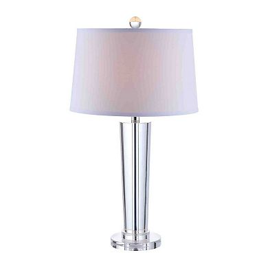 27 Inch Table Lamp With Glass Stand, Empire Shade, Metal, Clear Finish