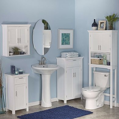 White Bathroom Wall Cabinet Cupboard With Open Shelf