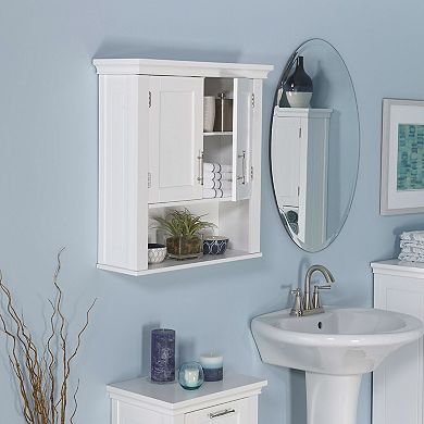 White Bathroom Wall Cabinet Cupboard With Open Shelf
