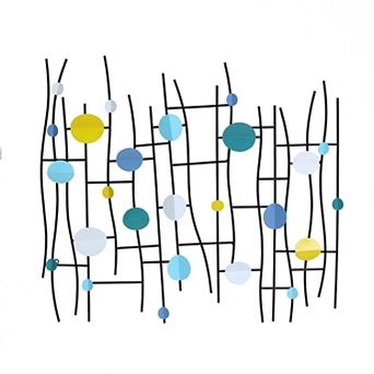 LuxenHome Multi-color Discs & Black Ladder Metal Abstract Wall Decor