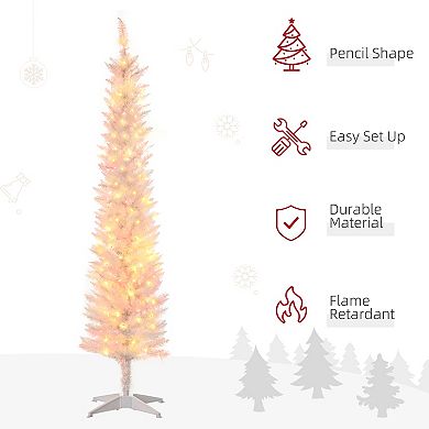 6ft Pencil Prelit Artificial Christmas Tree With 360 Colorful Surface Branches