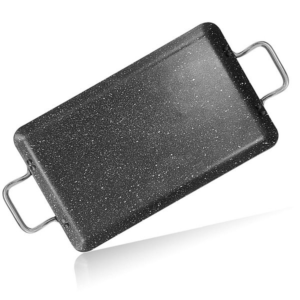 Alpine Cuisine Aluminum Marble Double Griddle Pan 11x19in With Metal