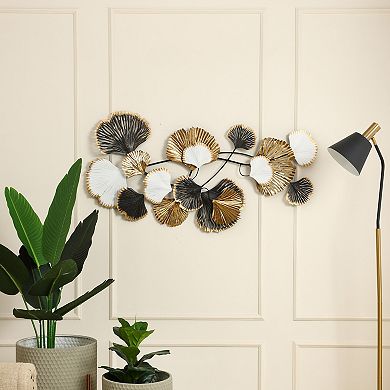 LuxenHome White, Black, And Gold Metal Ginkgo Leaves Modern Wall Decor