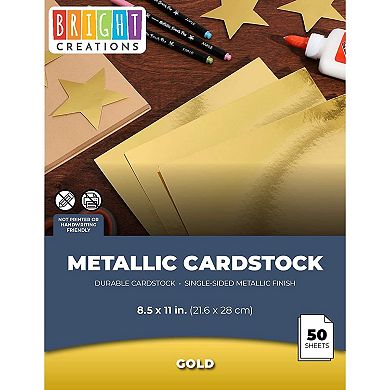 50 Pack Metallic Gold Foil Paper Board Sheets For Arts And Crafts, 8.5" X 11"