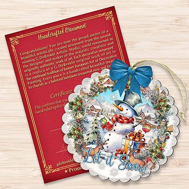 Let it Snow Wooden Christmas Ornaments by G. Debrekht - Christmas Santa Snowman Decor