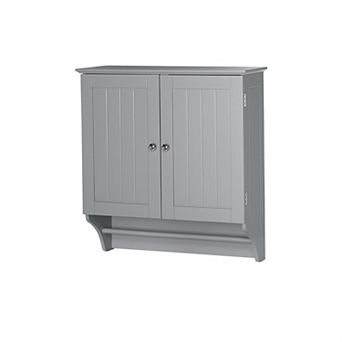 Grey 2-door Bathroom Wall Cabinet With Towel Bar
