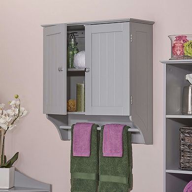 Grey 2-door Bathroom Wall Cabinet With Towel Bar