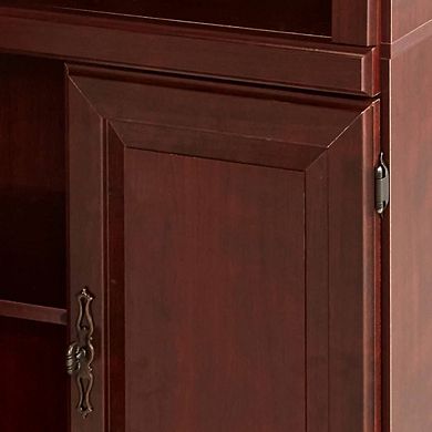 Tall 71.2-Inch Bookcase with Adjustable Shelves and Hidden Storage, Cherry