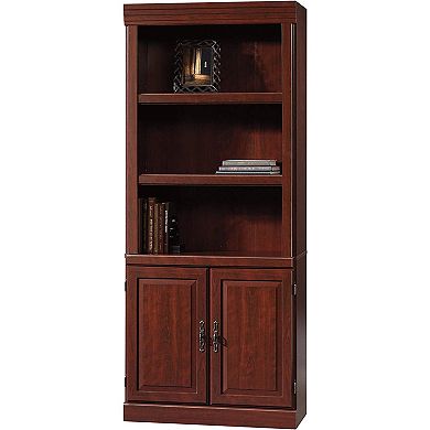 Tall 71.2-Inch Bookcase with Adjustable Shelves and Hidden Storage, Cherry