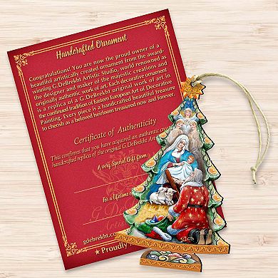 Set of 2 - Adoration Nativity Tree Wood Ornaments Pair G. DeBrekht - Designocracy