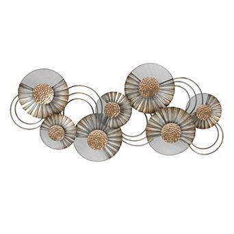 LuxenHome 47" W Distressed Metal Modern Flower Wall Decor
