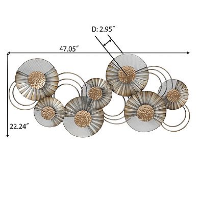 LuxenHome 47" W Distressed Metal Modern Flower Wall Decor