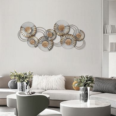 LuxenHome 47" W Distressed Metal Modern Flower Wall Decor