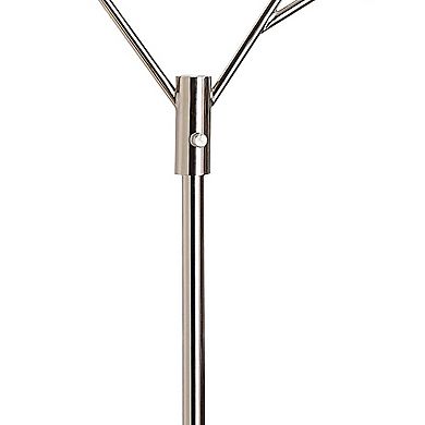 67 Inch Floor Lamp, Modern Globe Glass Shade, Round Metal Base, Nickel