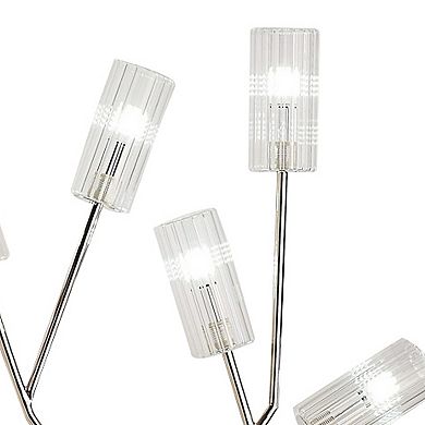 67 Inch Floor Lamp, Modern Globe Glass Shade, Round Metal Base, Nickel