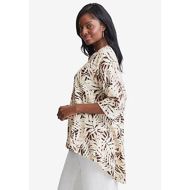 Jessica London Women's Plus Size Hi-Low Linen Tunic