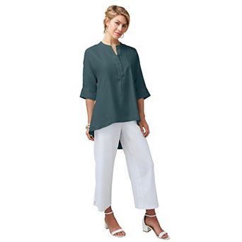 Jessica London Women's Plus Size Hi-low Linen Tunic