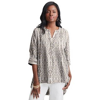 Jessica London Women's Plus Size Hi-Low Linen Tunic