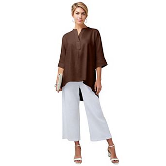 Jessica London Women's Plus Size Hi-Low Linen Tunic