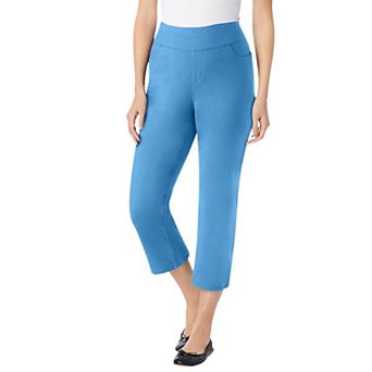 Woman Within Plus Size Pull-On Flex Elastic-Waist Stretch Denim Capri Jeans