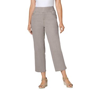 Woman Within Plus Size Pull-On Elastic-Waist Stretch Denim Capri Jeans