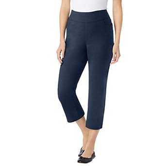 Woman Within Plus Size Pull-On Elastic-Waist Stretch Denim Capri Jeans