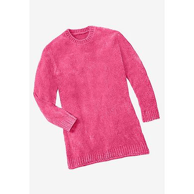 Woman Within Plus Size Crewneck Chenille Sweater