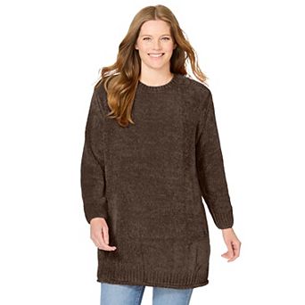 Woman Within Plus Size Crewneck Chenille Sweater