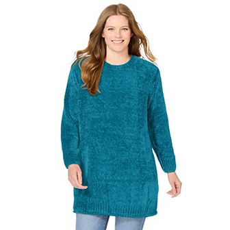Woman Within Plus Size Crewneck Chenille Sweater