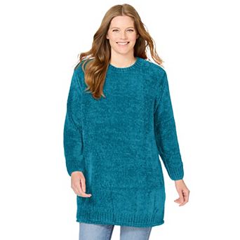 Woman Within Plus Size Crewneck Chenille Sweater
