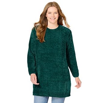 Woman Within Plus Size Crewneck Chenille Sweater