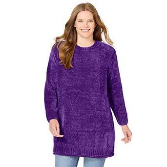 Woman Within Plus Size Crewneck Chenille Sweater