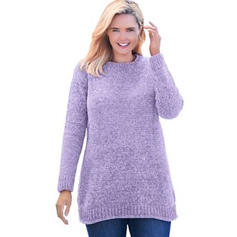 Woman Within Plus Size Crewneck Chenille Sweater