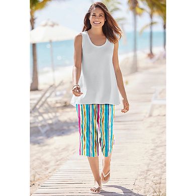 Woman Within Plus Size Elastic-Waist Knit Capri Pant