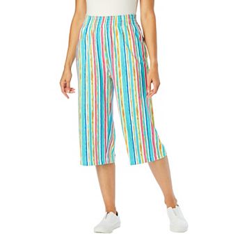 Woman Within Plus Size Elastic-Waist Pull-On Knit Pocket Capri Pants