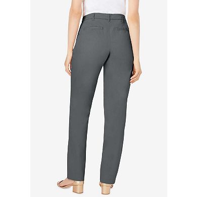Jessica London Women's Plus Size Tall Stretch Cotton Chino Straight-Leg Pant
