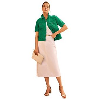 Jessica London Women's Plus Size Short Sleeve Denim Jacket