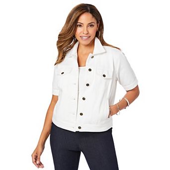 Jessica London Women's Plus Size Short Sleeve Denim Jacket