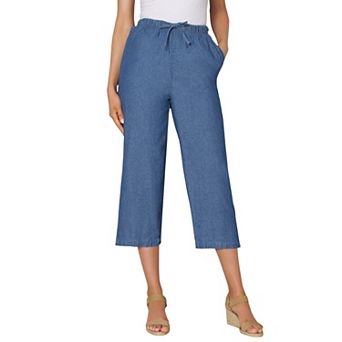 Woman Within Plus Size Drawstring Denim Capri