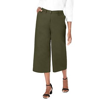 Jessica London Women's Plus Size Stretch Cotton Chino Wide-leg Crop