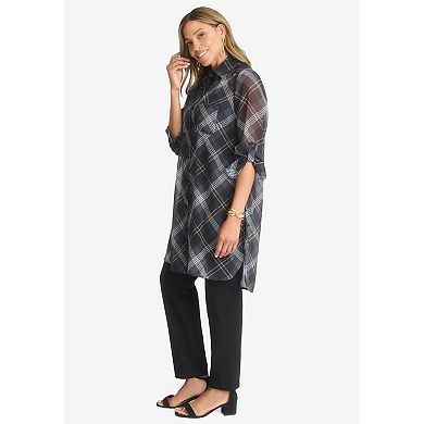 Jessica London Women's Plus Size Sheer Georgette Mega Tunic