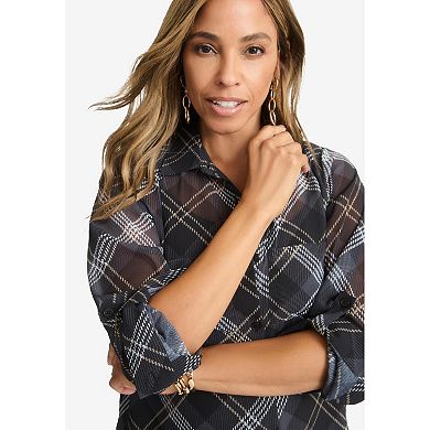 Jessica London Women's Plus Size Sheer Georgette Mega Tunic