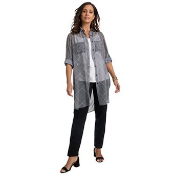 Jessica London Women's Plus Size Sheer Georgette Mega Tunic