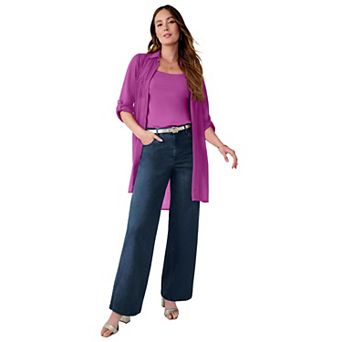 Jessica London Women's Plus Size Sheer Georgette Mega Tunic