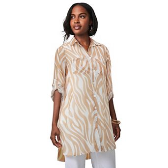Jessica London Women's Plus Size Sheer Georgette Mega Tunic
